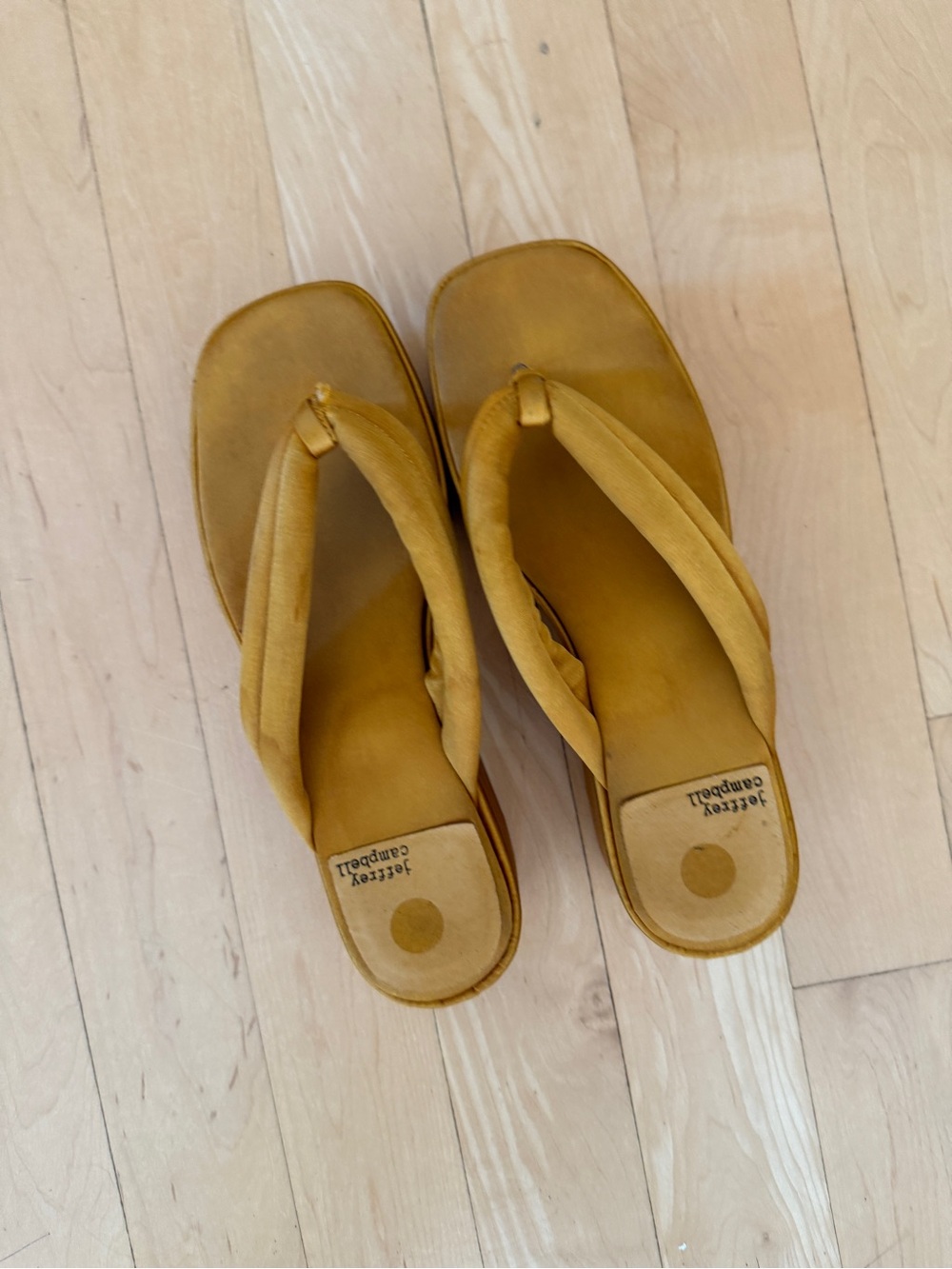 Free People Jeffrey Campbell Finley Gold Satin Platform Sandals